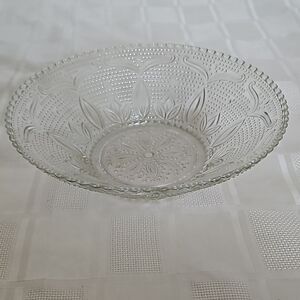 Clear Glass Floral Fruit Bowl 11"-11"